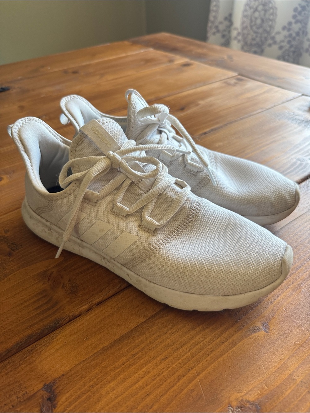 adidas White Knit Lace-Up Athletic Sneakers